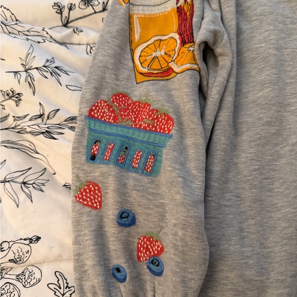 Anthropologie Gray Sweater with Colorful Embroidery - Picture 2 of 8